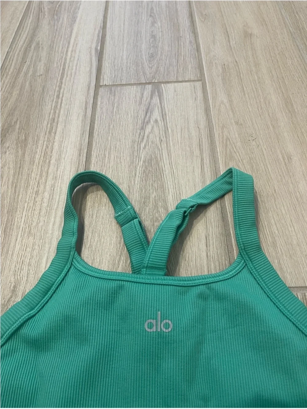 Alo Yoga Ribbed Favorite Bra Tank Top Spruce Green Sz L 12-14 W9730R
